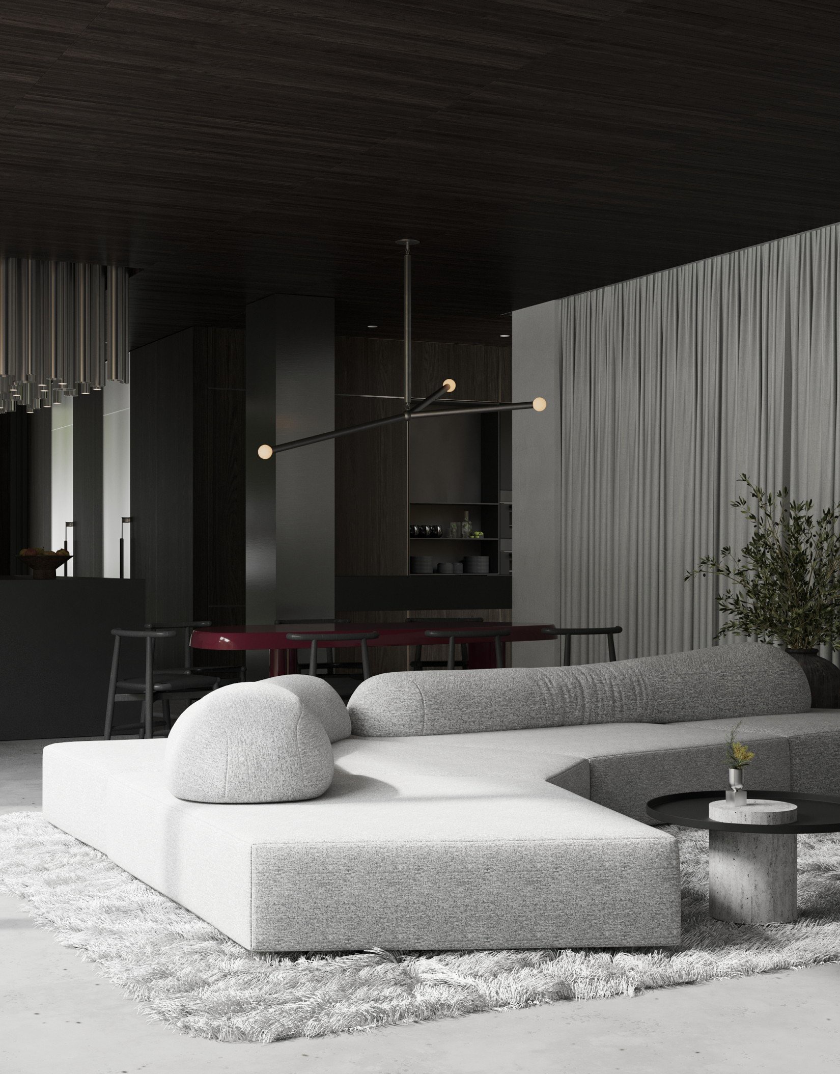 352㎡深色系住宅设计 超有品味的设计-3