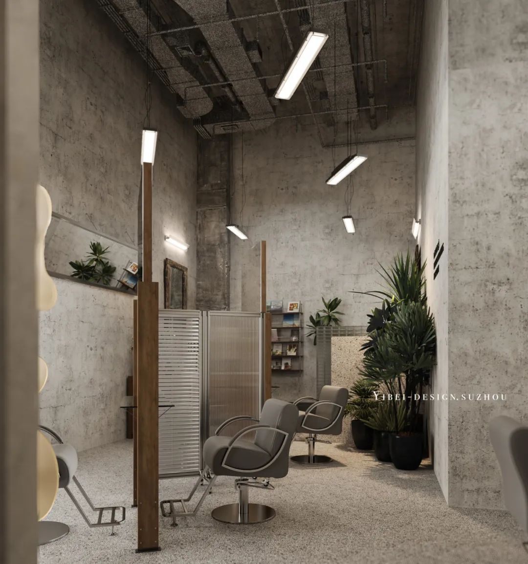解构工业美学中的美发新体验丨商业空间设计丨YIBEI DESIGN SUZHOU-8
