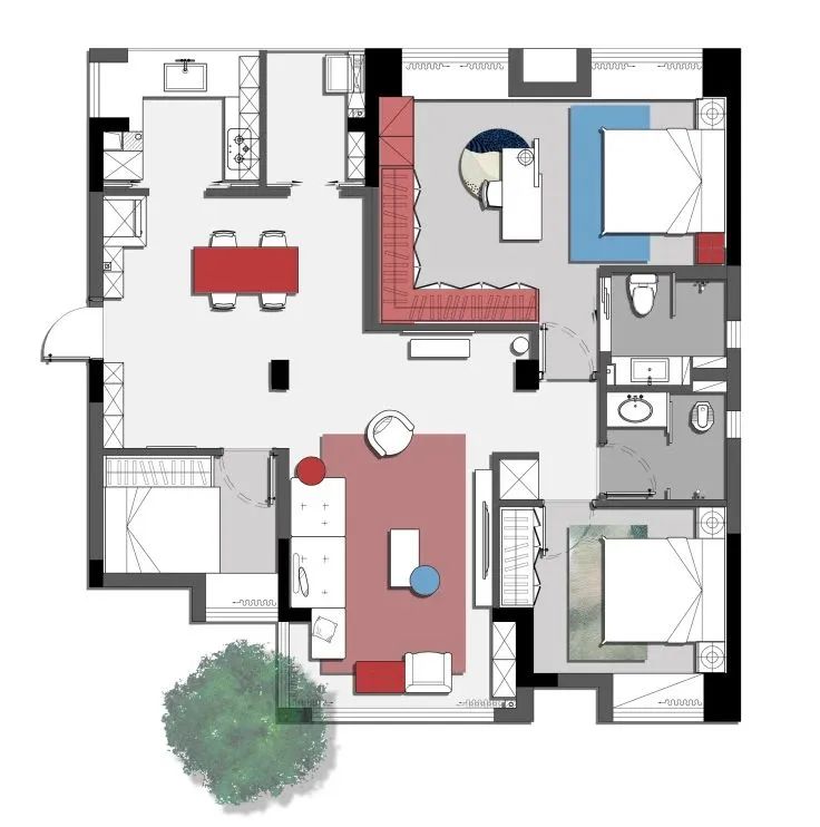回归之家 · 水泥柱为中心的通透空间设计丨你好美家-6