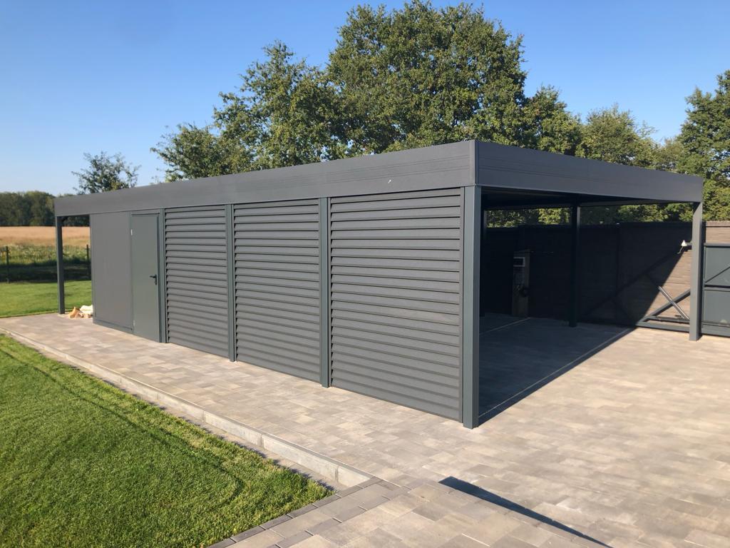 带后部杂物间的车棚及单双车位车棚项目丨波兰绿山城-26