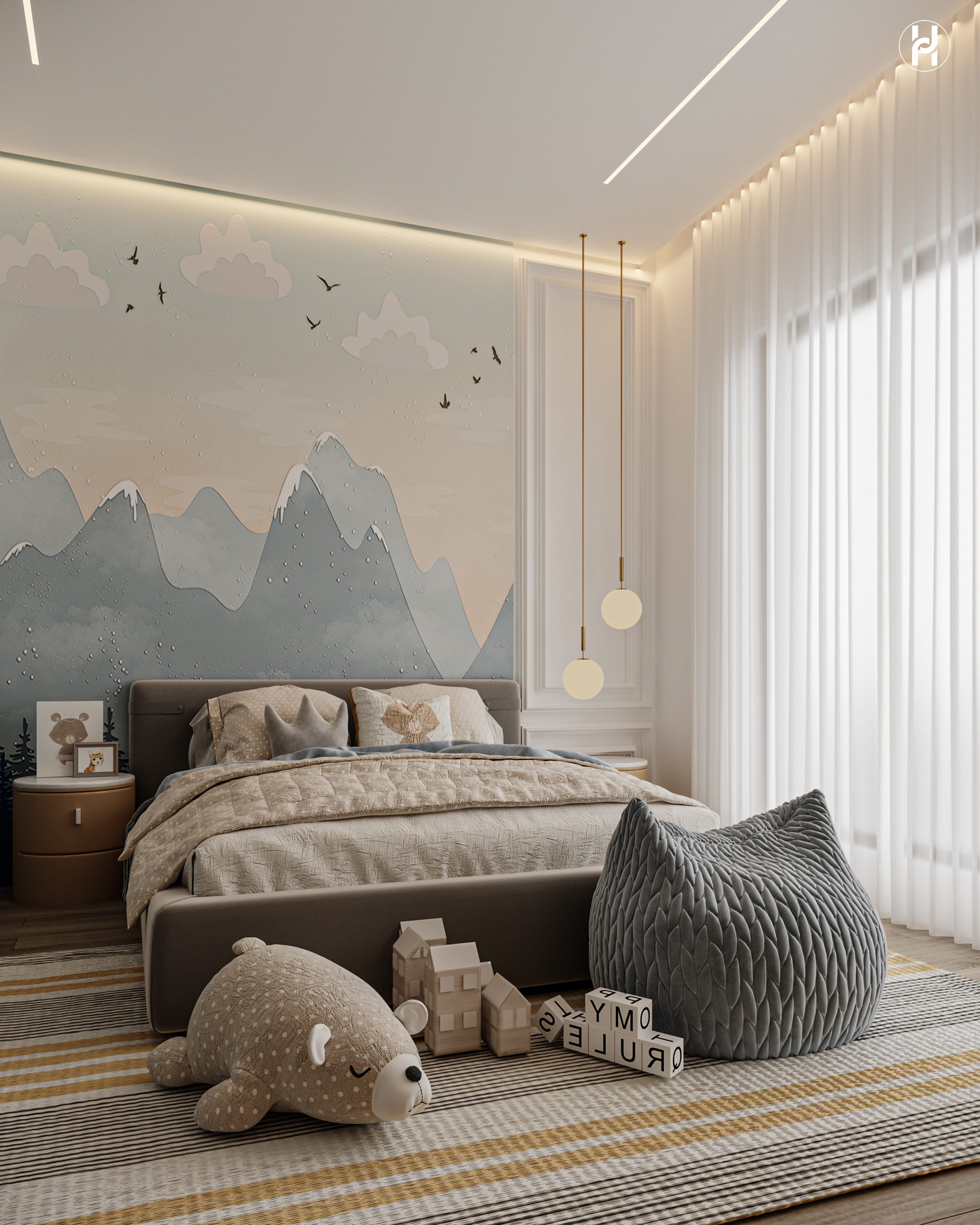 淡蓝色卧室丨埃及丨Noha Ayad-3