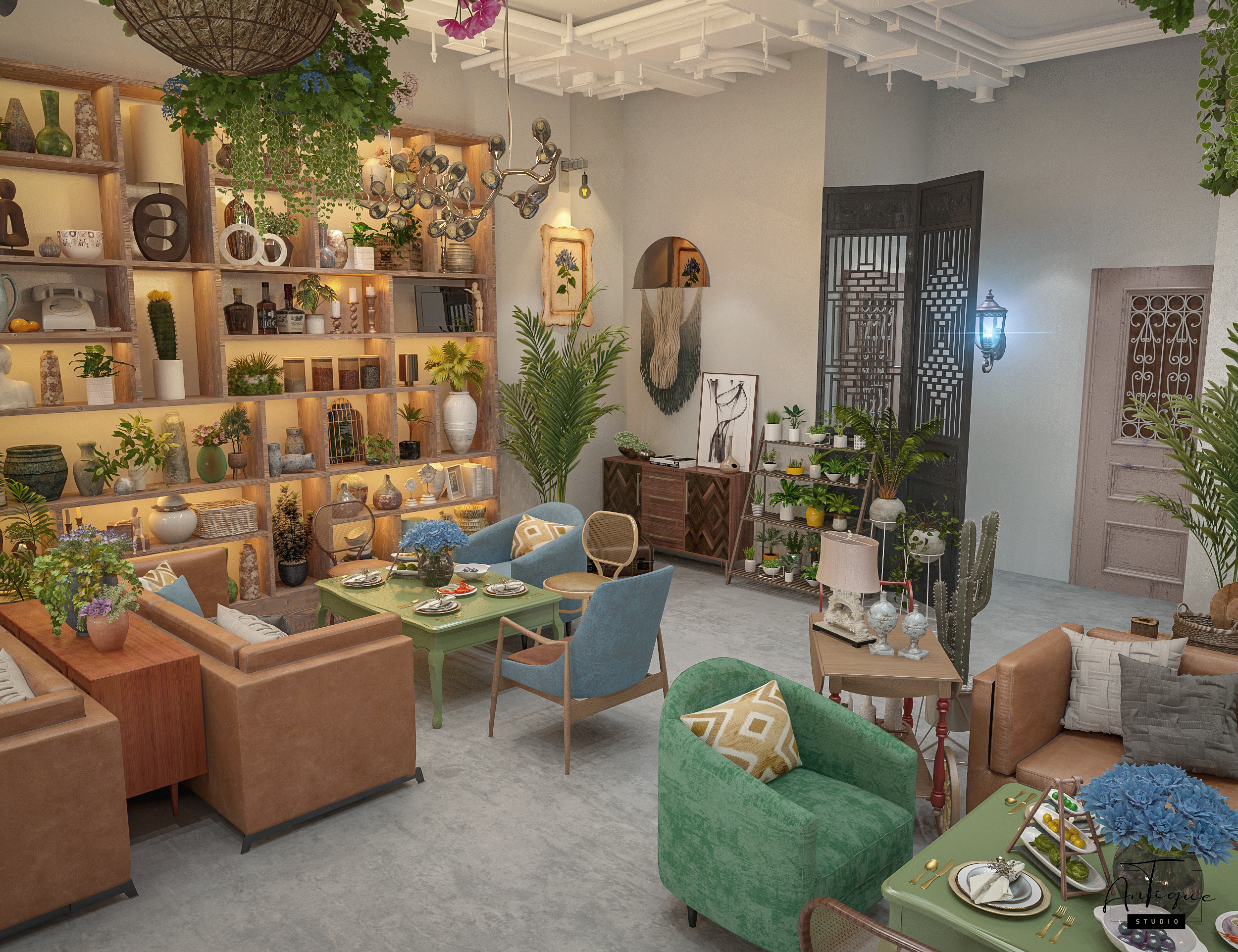 波西米亚咖啡馆兼餐厅丨ANTIQUE Studios-11