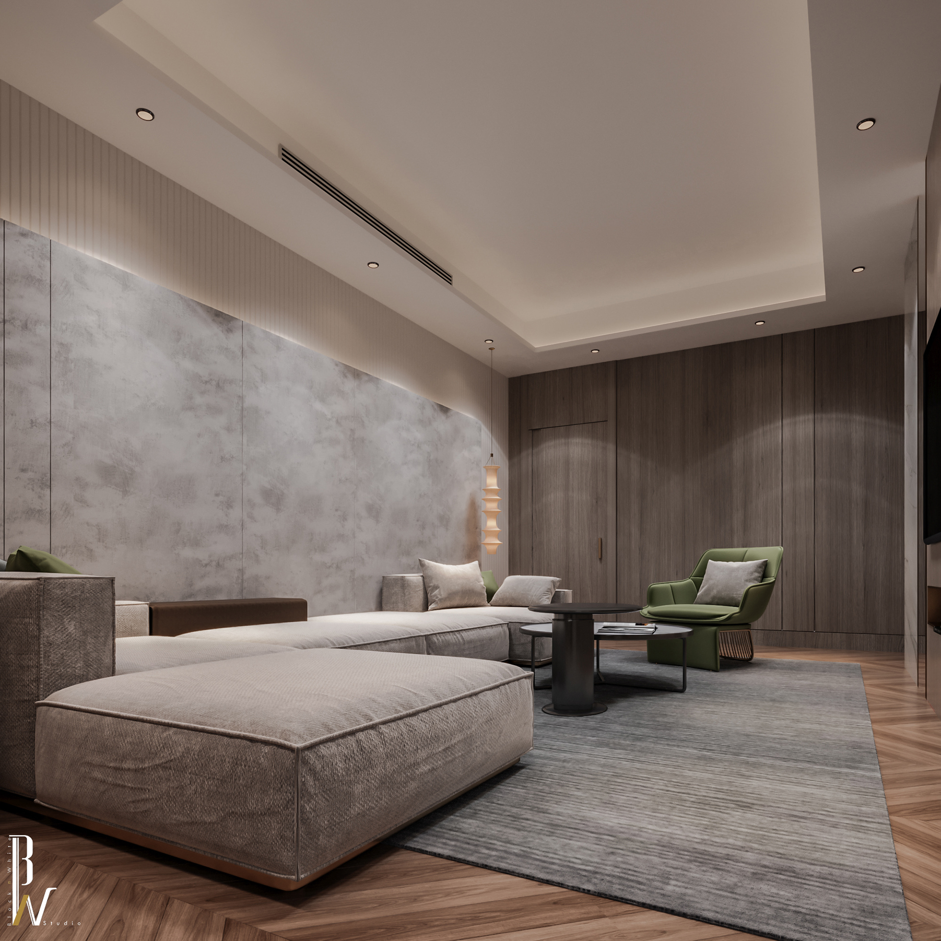 现代主卧室丨阿联酋丨Black N White-26