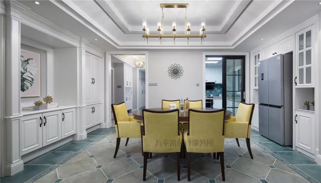 长夏方平米设计,美式平层大宅的优雅色彩碰撞-24