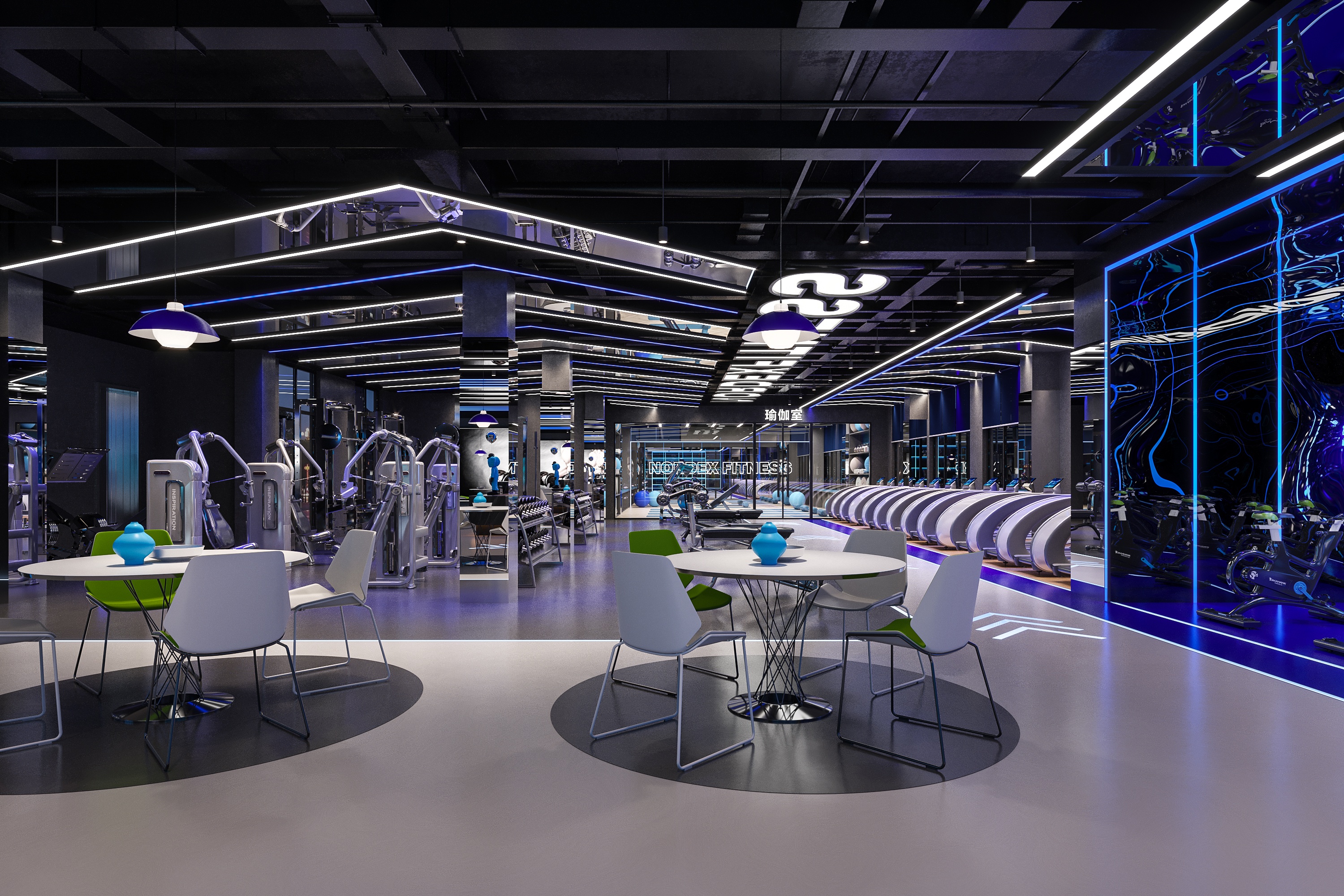 健身房设计 光影交织下的科技健身潮地-1
