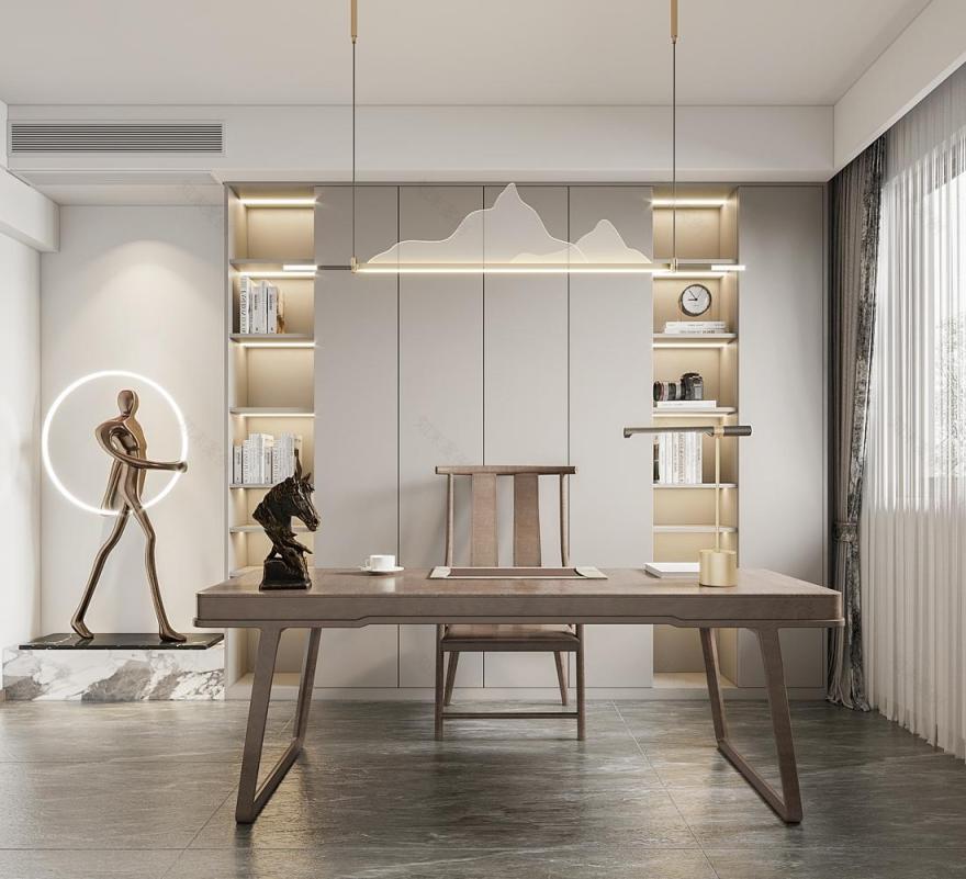 新中式平层设计丨点墨设计-25