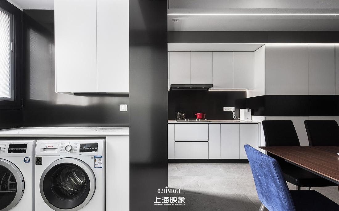 极简黑白灰,不锈钢与岩板的完美融合丨河马装饰-49