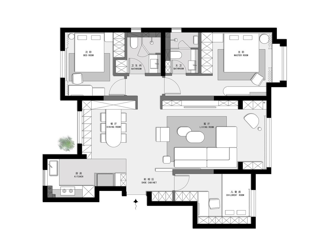 孟菲斯风格三代同堂温馨家居设计-5