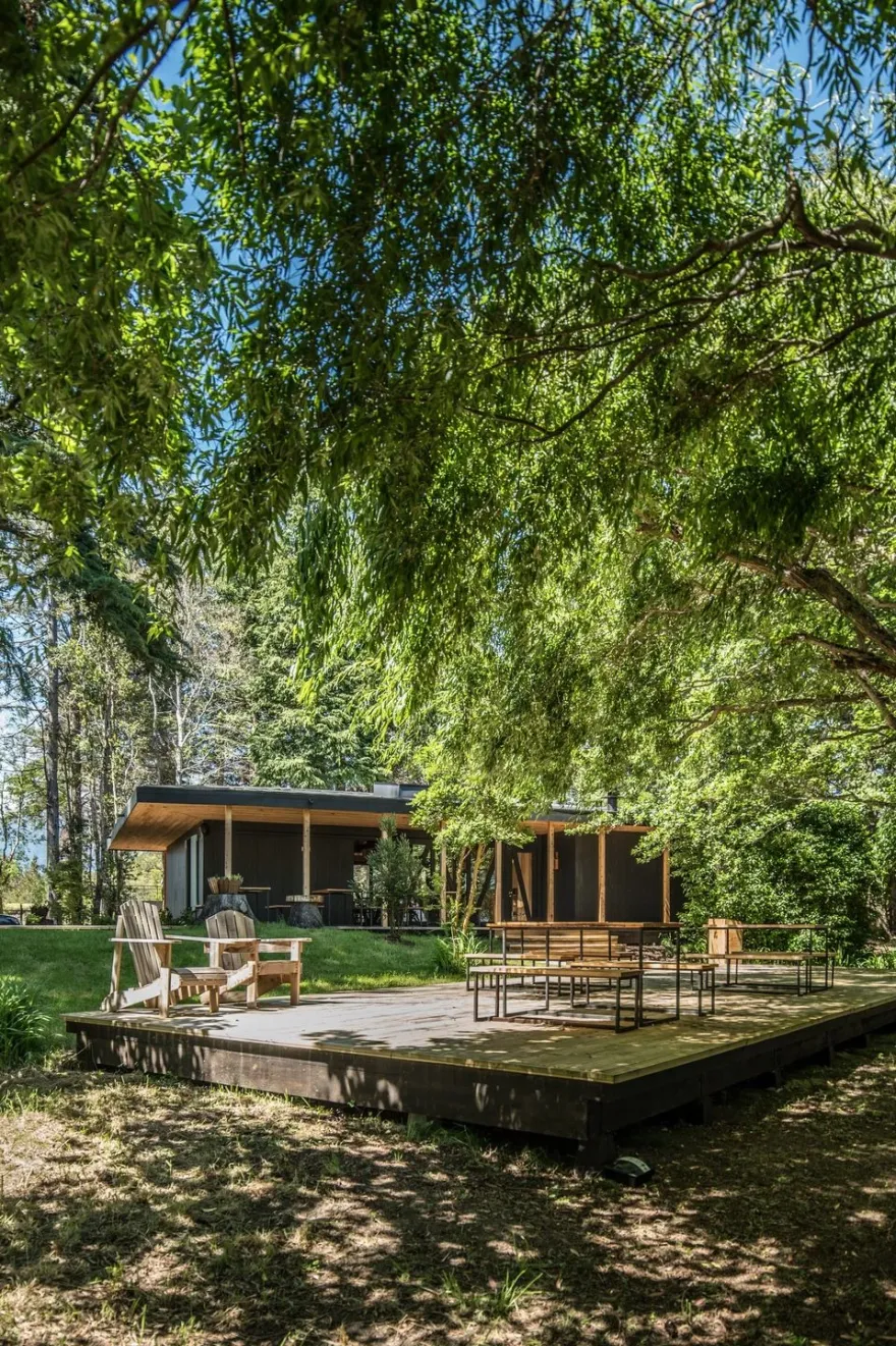 智利湖畔森林中的舒适用餐空间-16