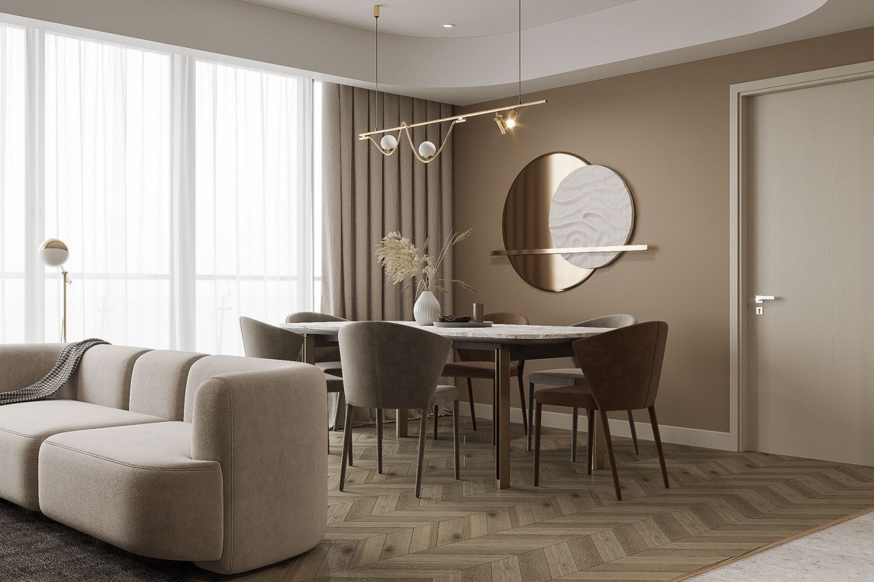 现代浅咖色系住宅空间设计-1