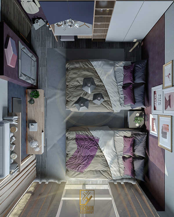 孔雀色女孩卧室设计-4