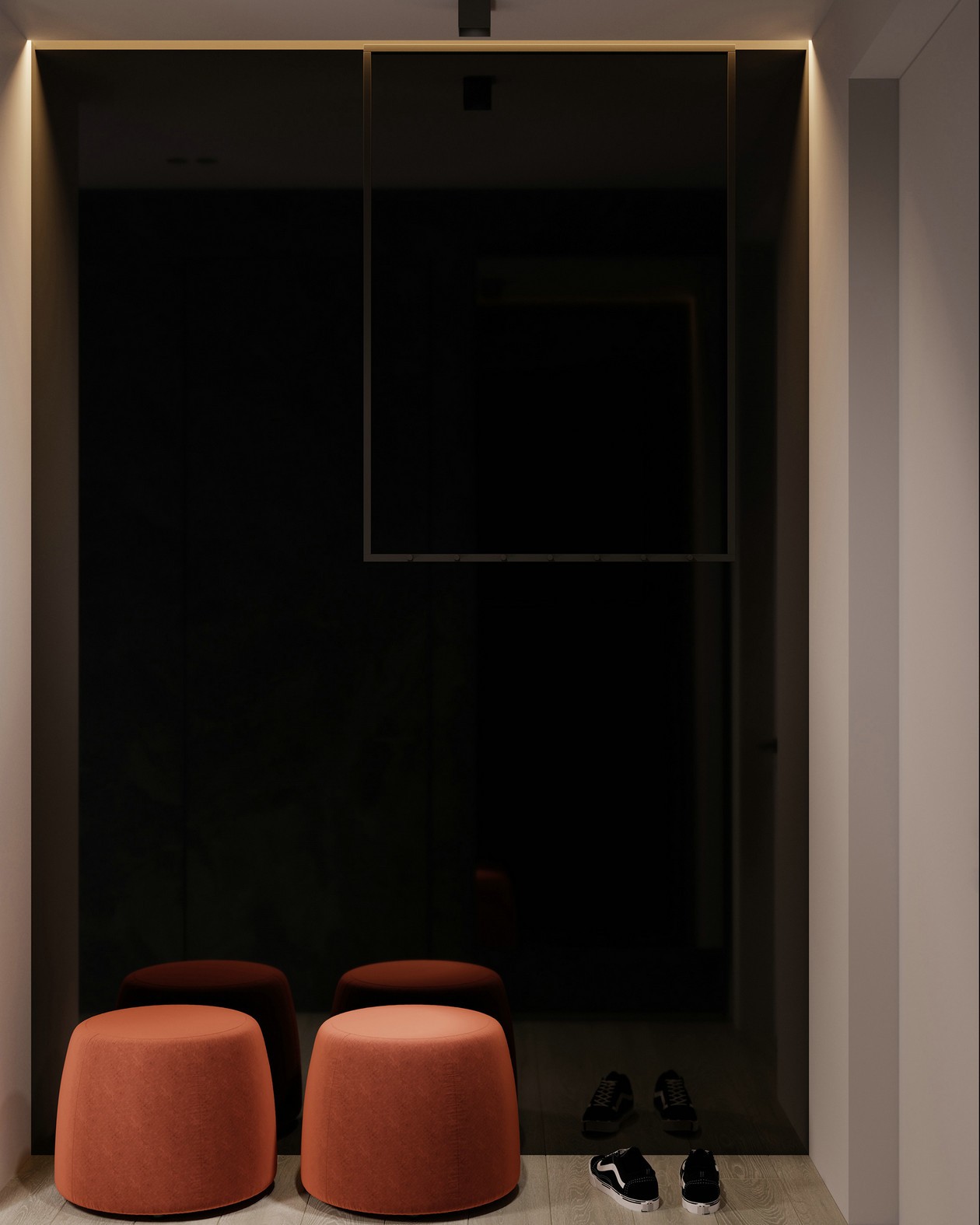 高级黑+橙色卧室设计-1