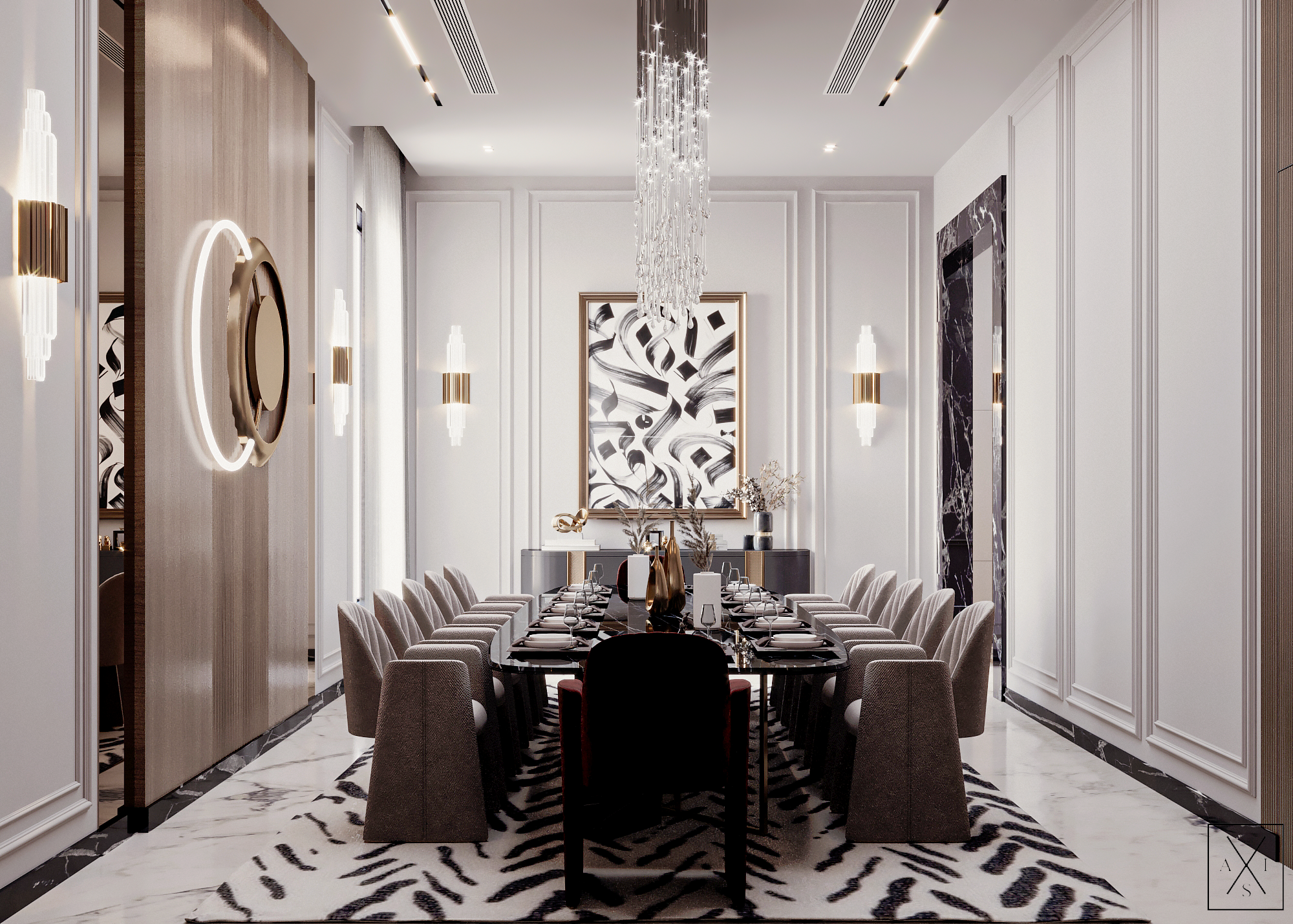 Neo Classic Dining Room 设计丨沙特阿拉伯丨Axis Architects-5