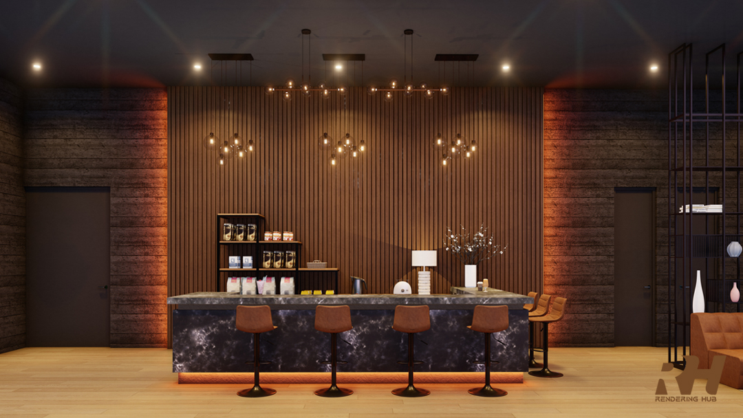 餐厅室内设计与 3D 渲染-6