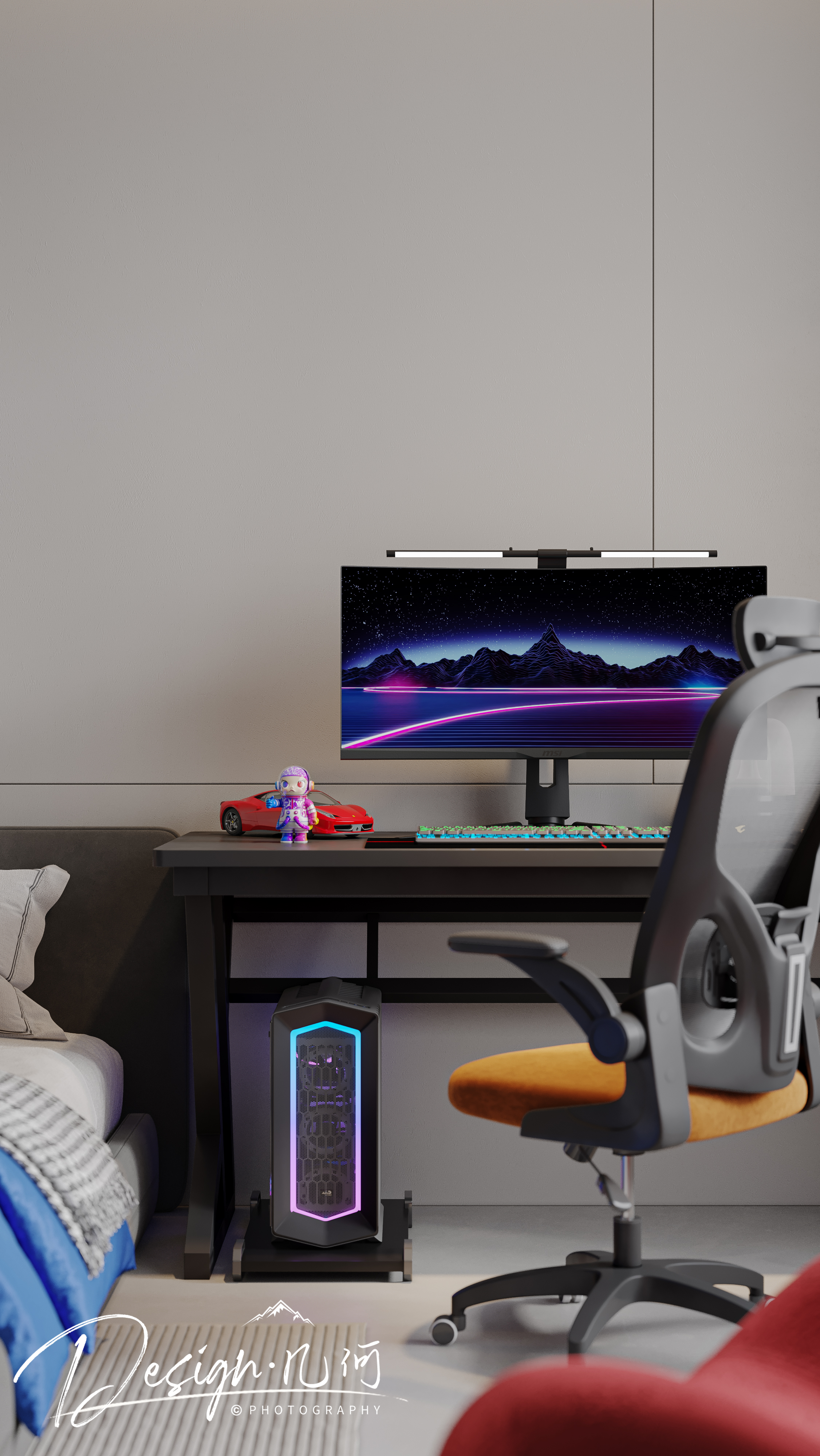 几何空间视觉表现 | 国悦府现代蒙德里安色系客餐厅-26