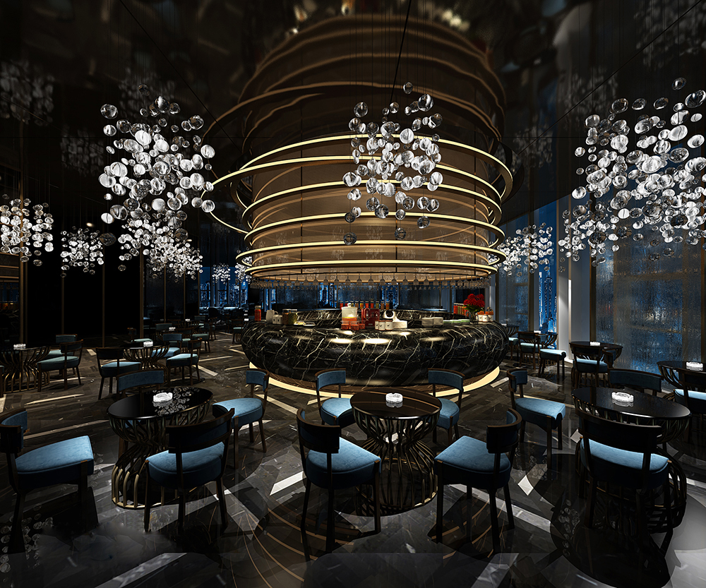 餐厅设计效果图中餐厅餐厅包间包房小吃店面馆工业主题餐厅-3-4