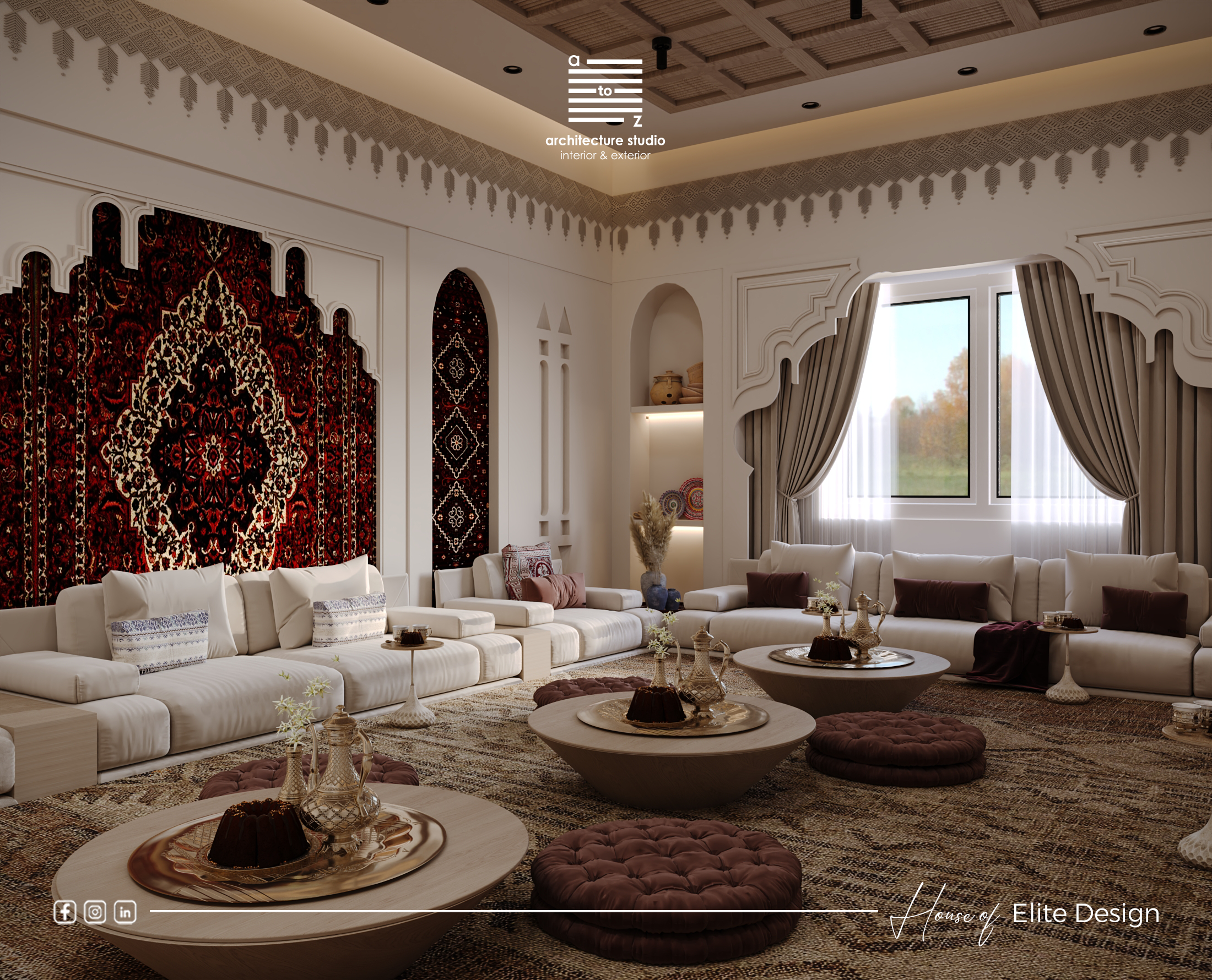 男士聚会厅；男士会议室（Majlis在不同文化语境中意思有所不同，常见指聚会场所、会议室等，这里Men’s Majlis常见意思为供男性使用的这类场所 ） 丨沙特阿拉伯丨A2Z Architects™-11