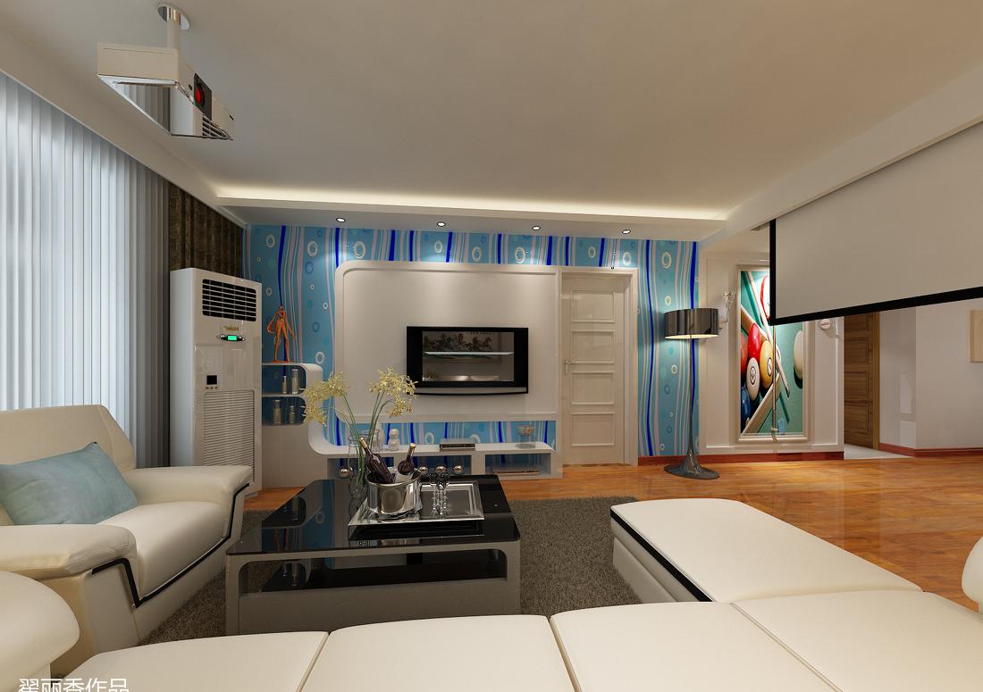 蓝色简约卧室设计，门墙一体显精致-4