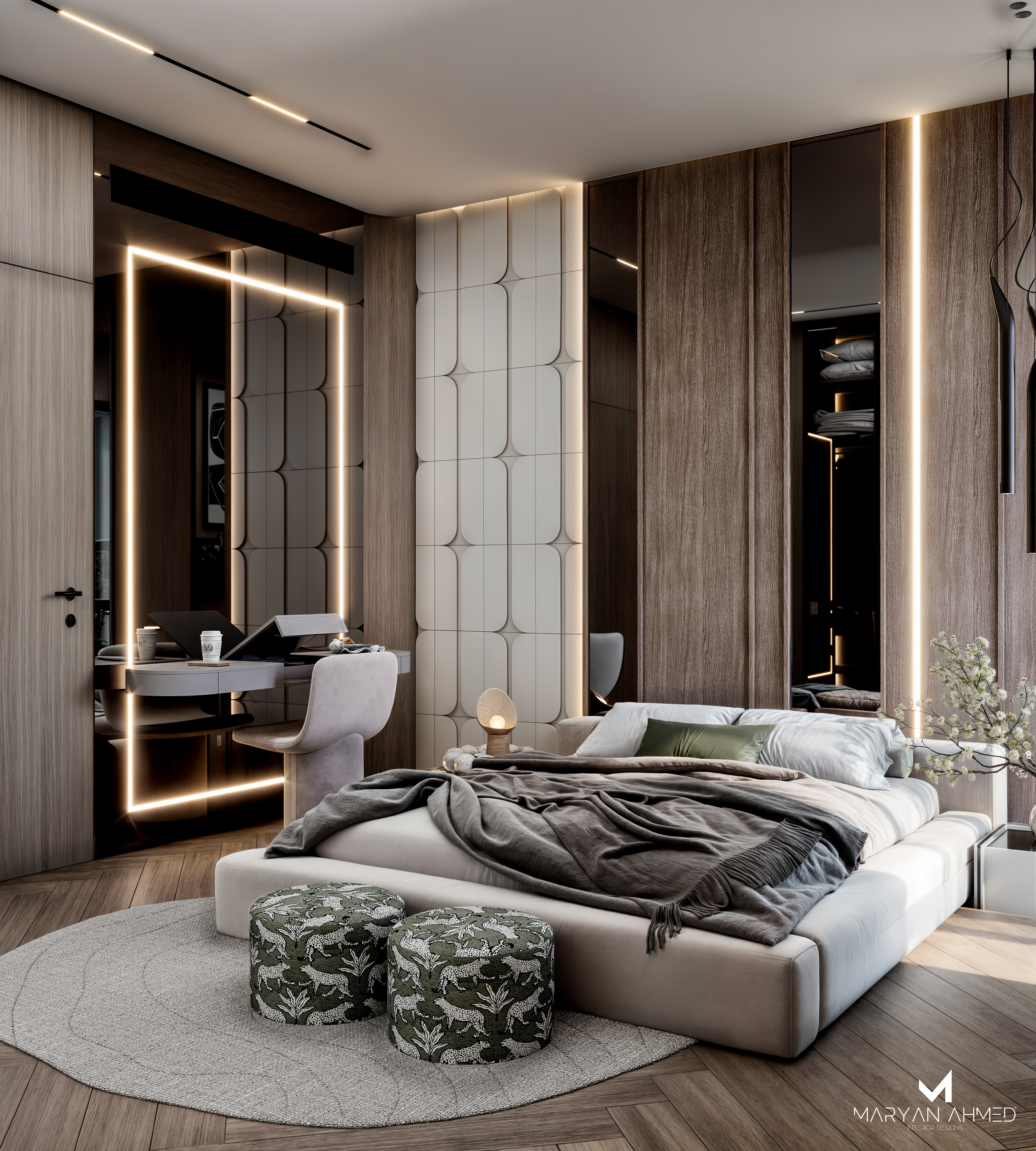 女孩主卧室设计丨EgyptCairo丨Maryan Ahmed Designs-9