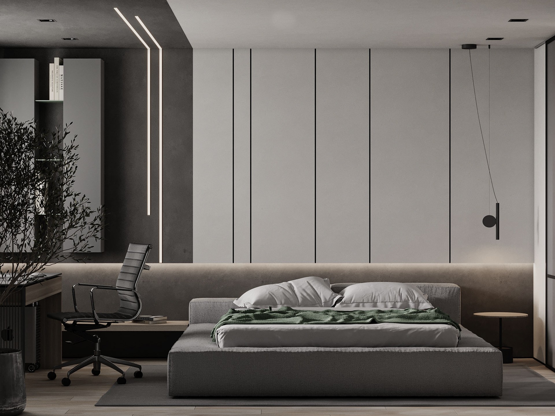 高级灰+绿色 打造出极致舒服的家-9