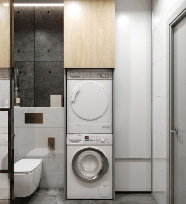 5㎡卫生间高级设计方案 | 洗衣机巧妙融入洗漱台与收纳柜-59