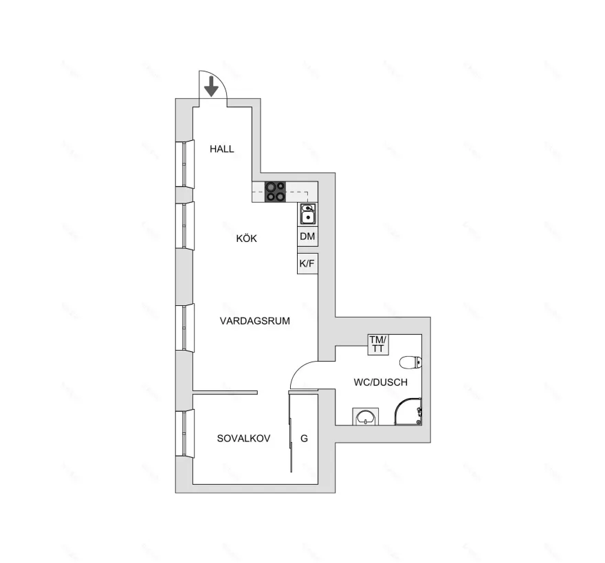 无门卧室设计,39m2 一居室焕发新活力-13
