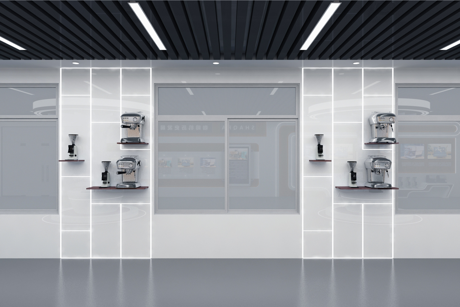 咖啡机展示厅设计3D效果图-2