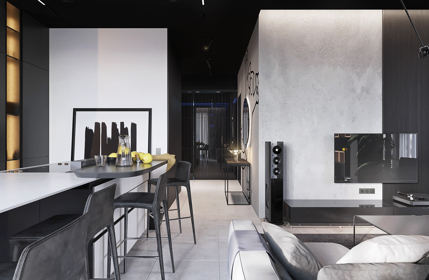 67平米--极简黑白空间-4