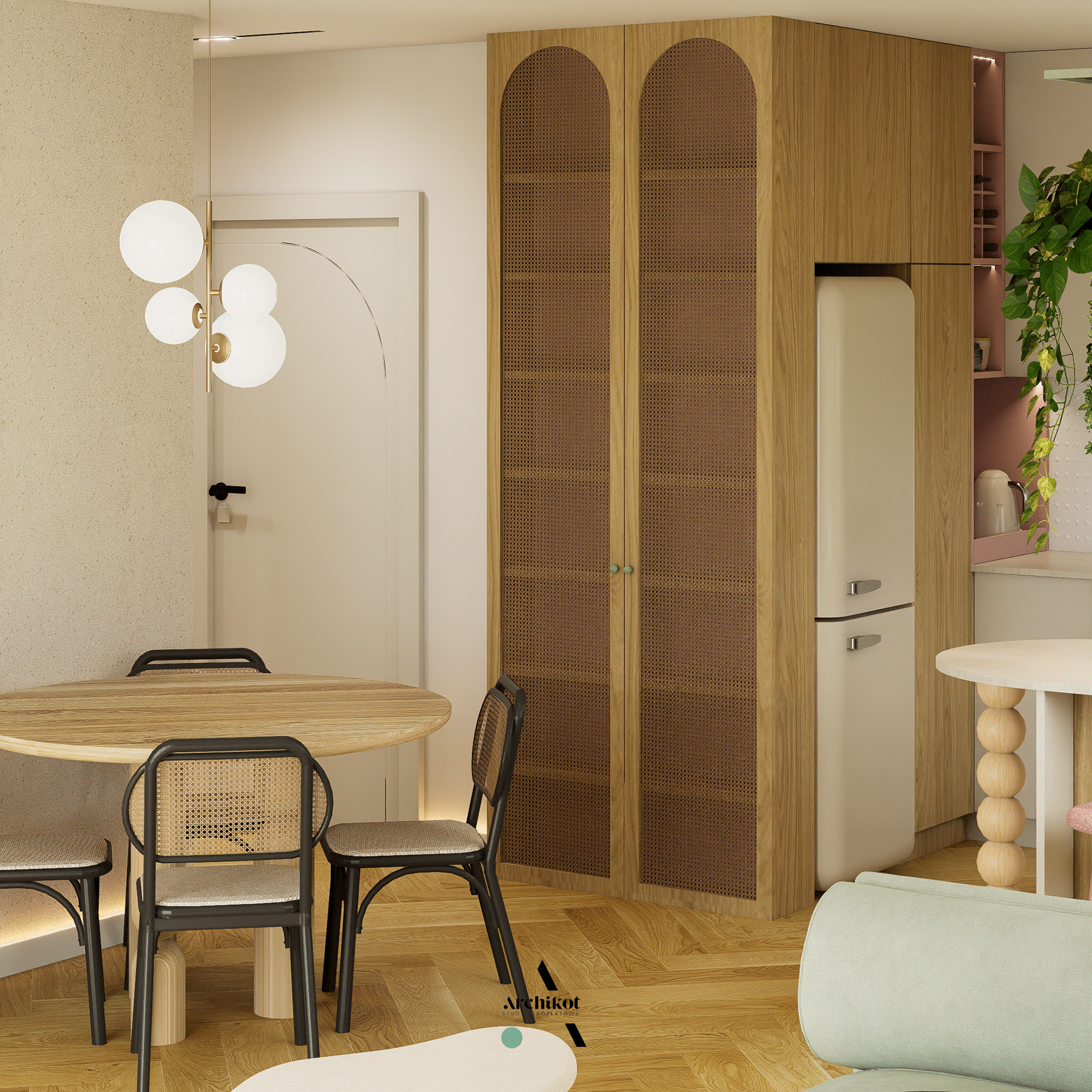 projekt salonu w pastelach - projekt wnętrza łódź-3