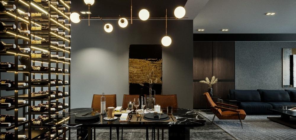 BLACK·后现代轻奢家居,灰色调与橙色系的惊艳碰撞-12