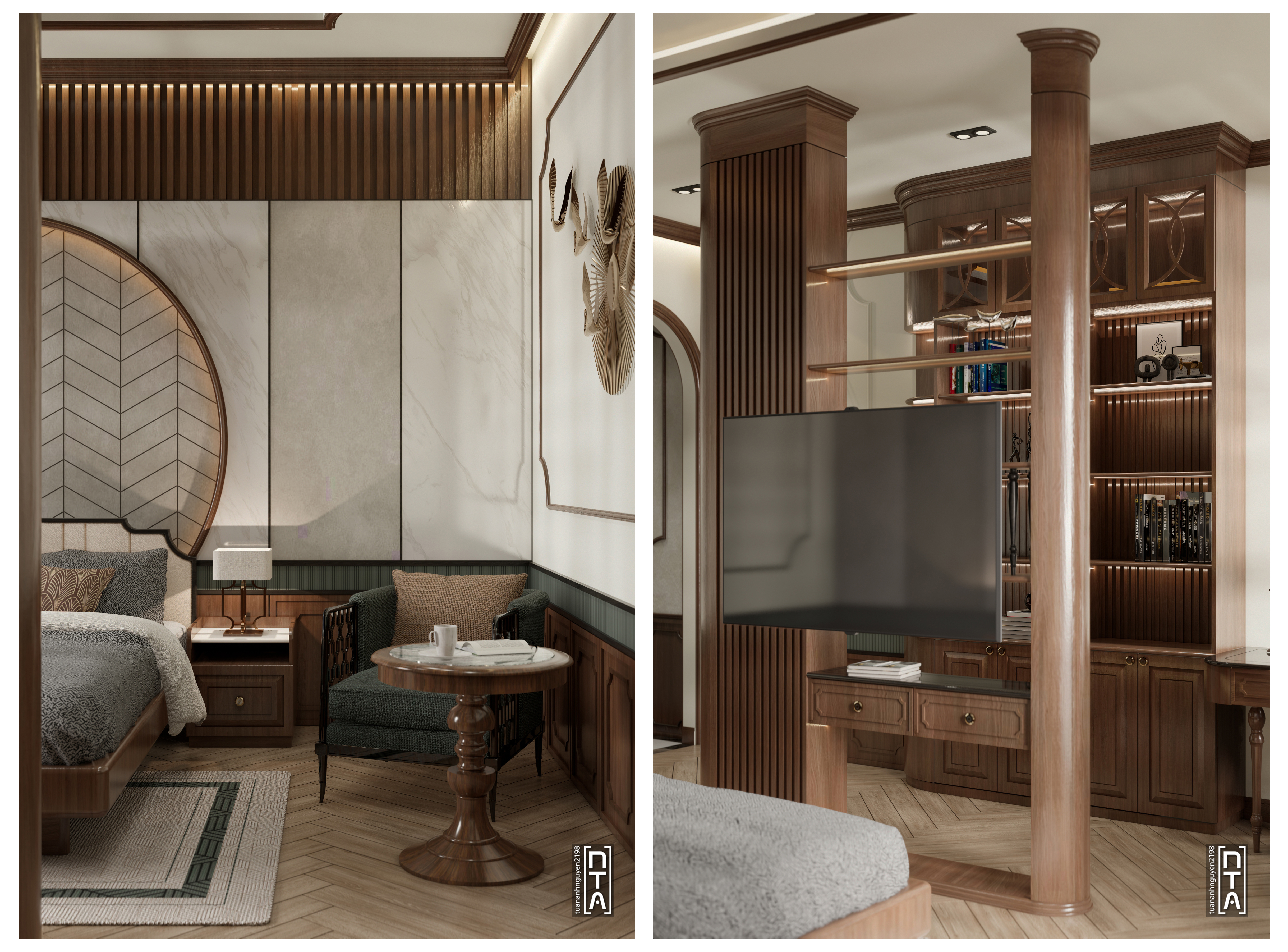 Indochine walnut wood- Townhouse interior-7