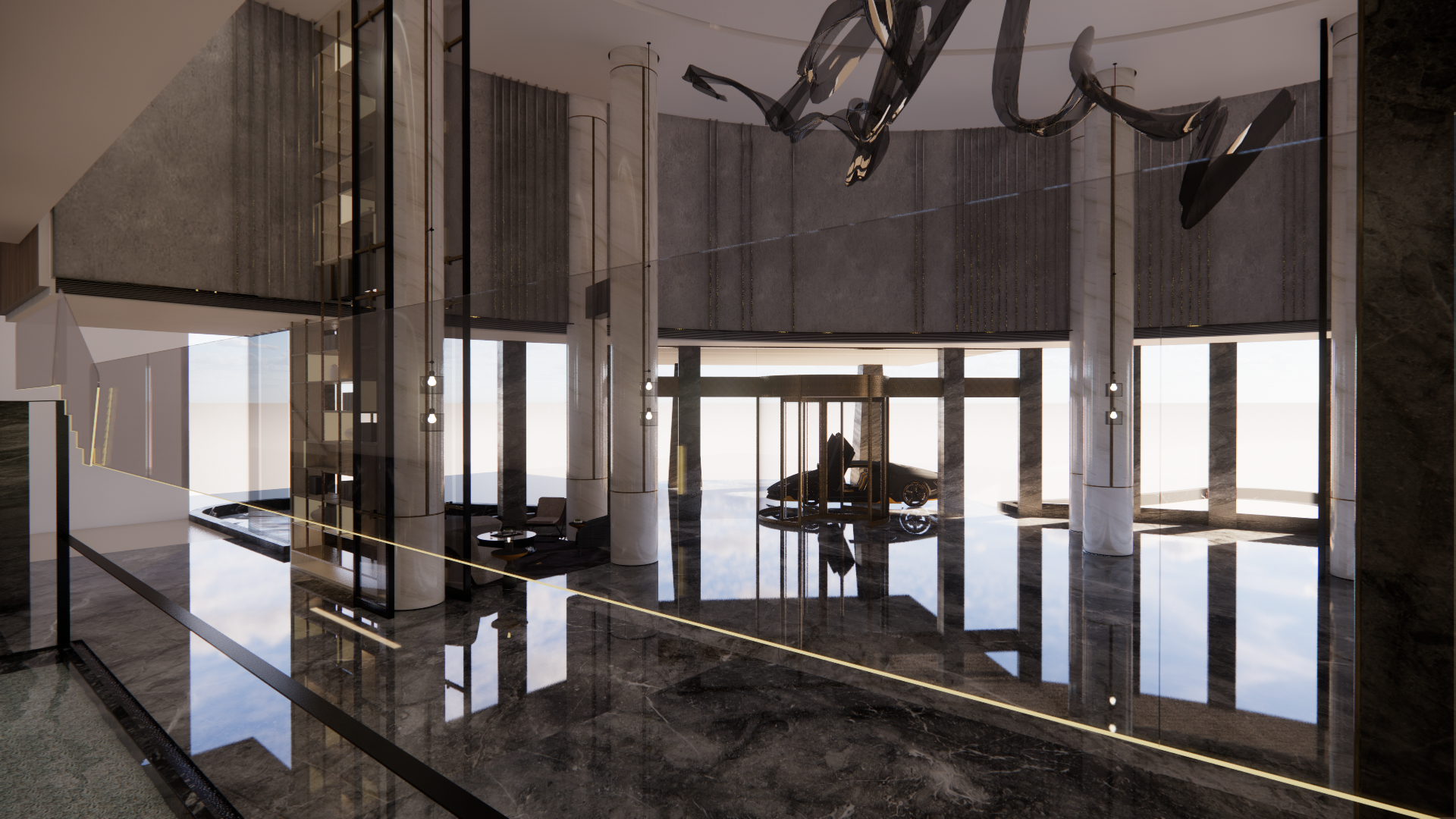 The hotel is designed with grey marble 灰色石材-8