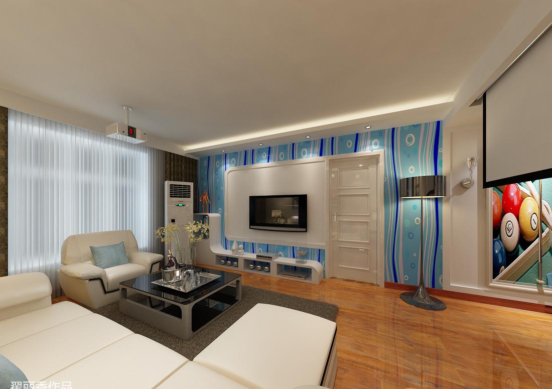 蓝色简约卧室设计，门墙一体显精致-6