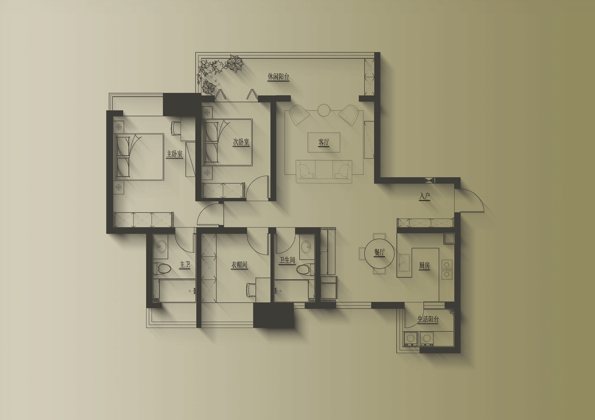 中古南洋风平层设计丨中国成都丨设计师刘丽-55