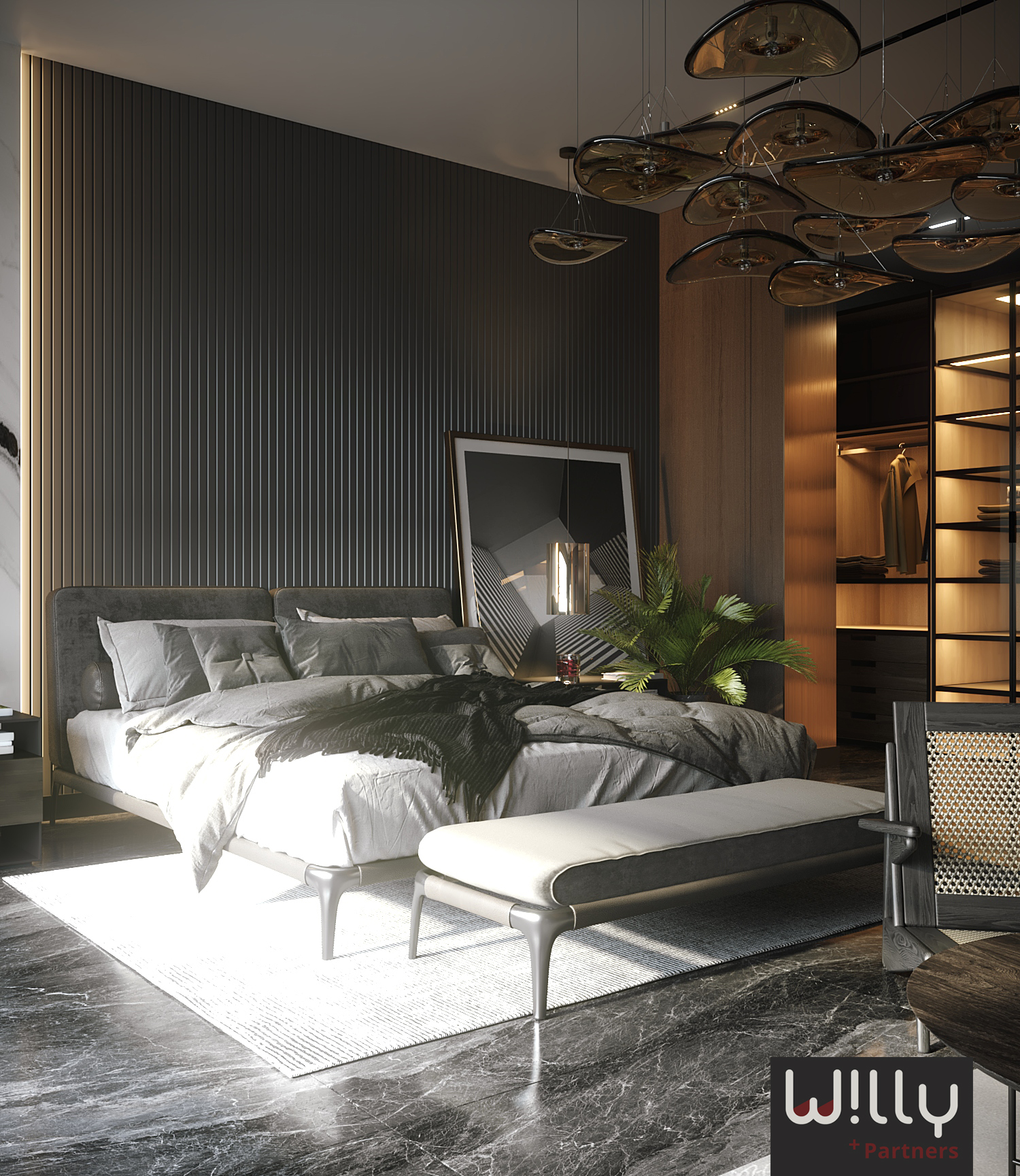 现代暗黑风格卧室设计-5