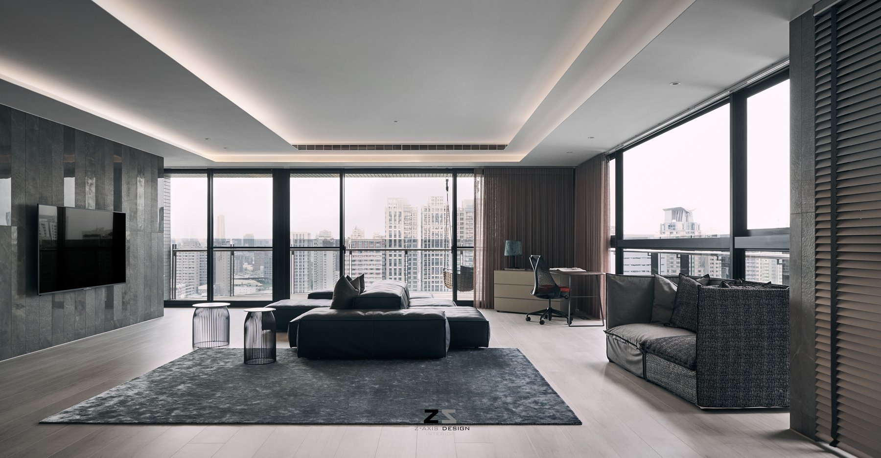 台中 L 宅 | 灰色调 Z 轴空间设计，双向沙发打造趣味动线-6