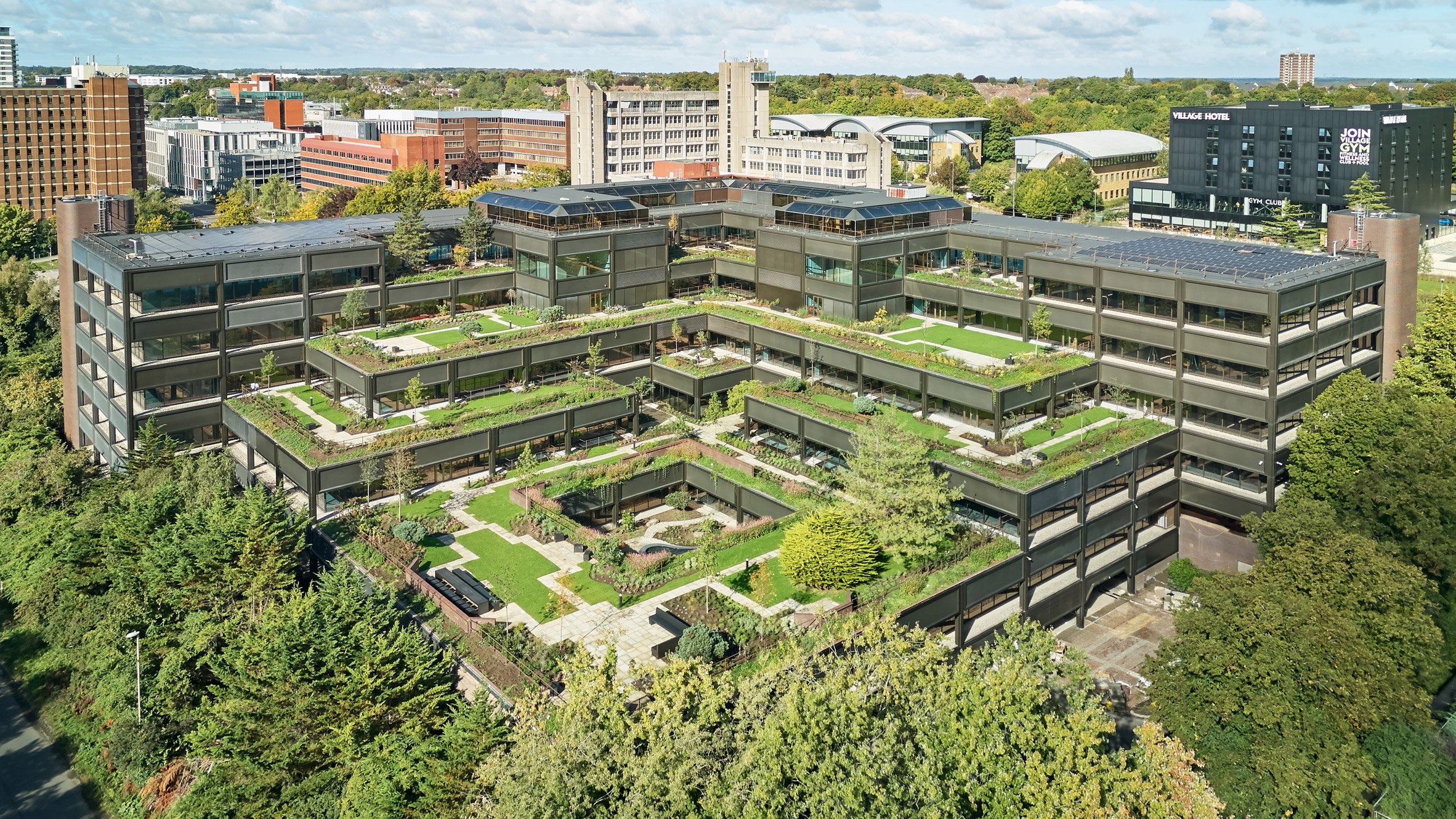 British studios regenerate landmark "Hanging Gardens of Basingstoke" office-0