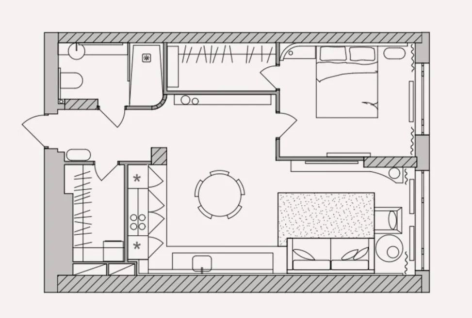 60㎡暖色质朴空间设计丨Denisenko Tatyana-3