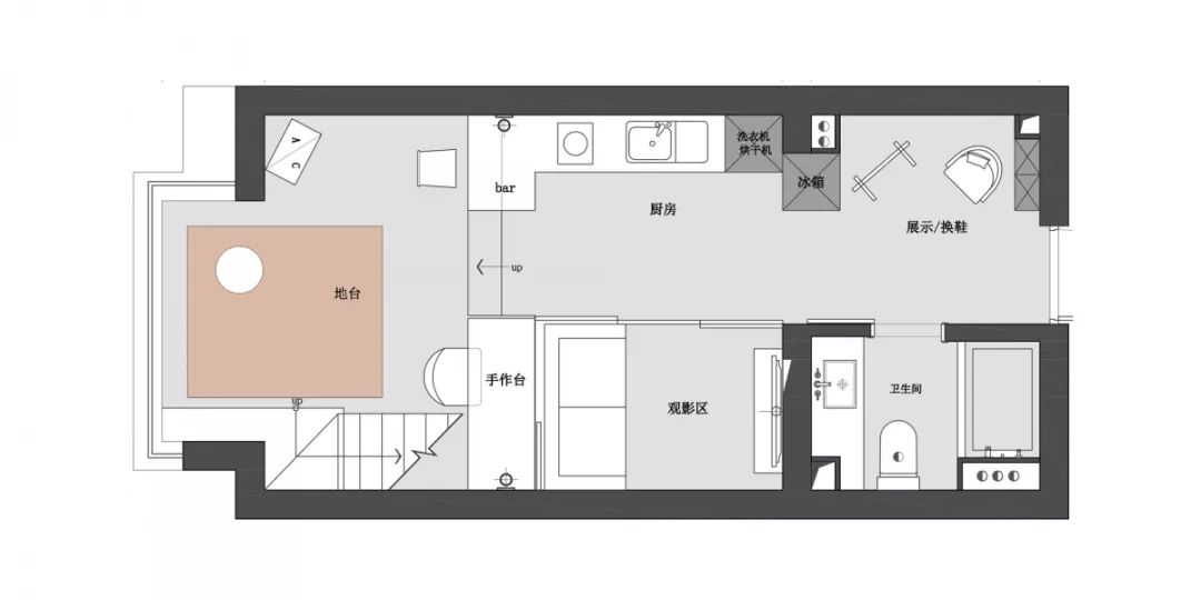 个性混搭风，60㎡独居 LOFT 打造观影办公居住一体化空间-19