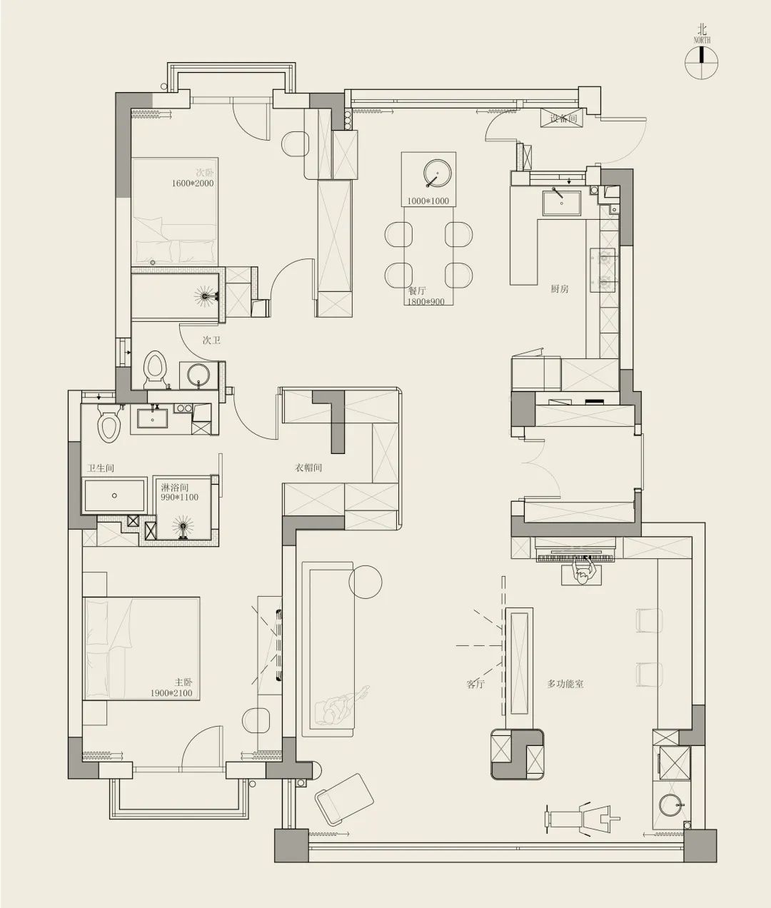 140㎡三室两厅，打破常规的婚房设计 | 北岩设计-24