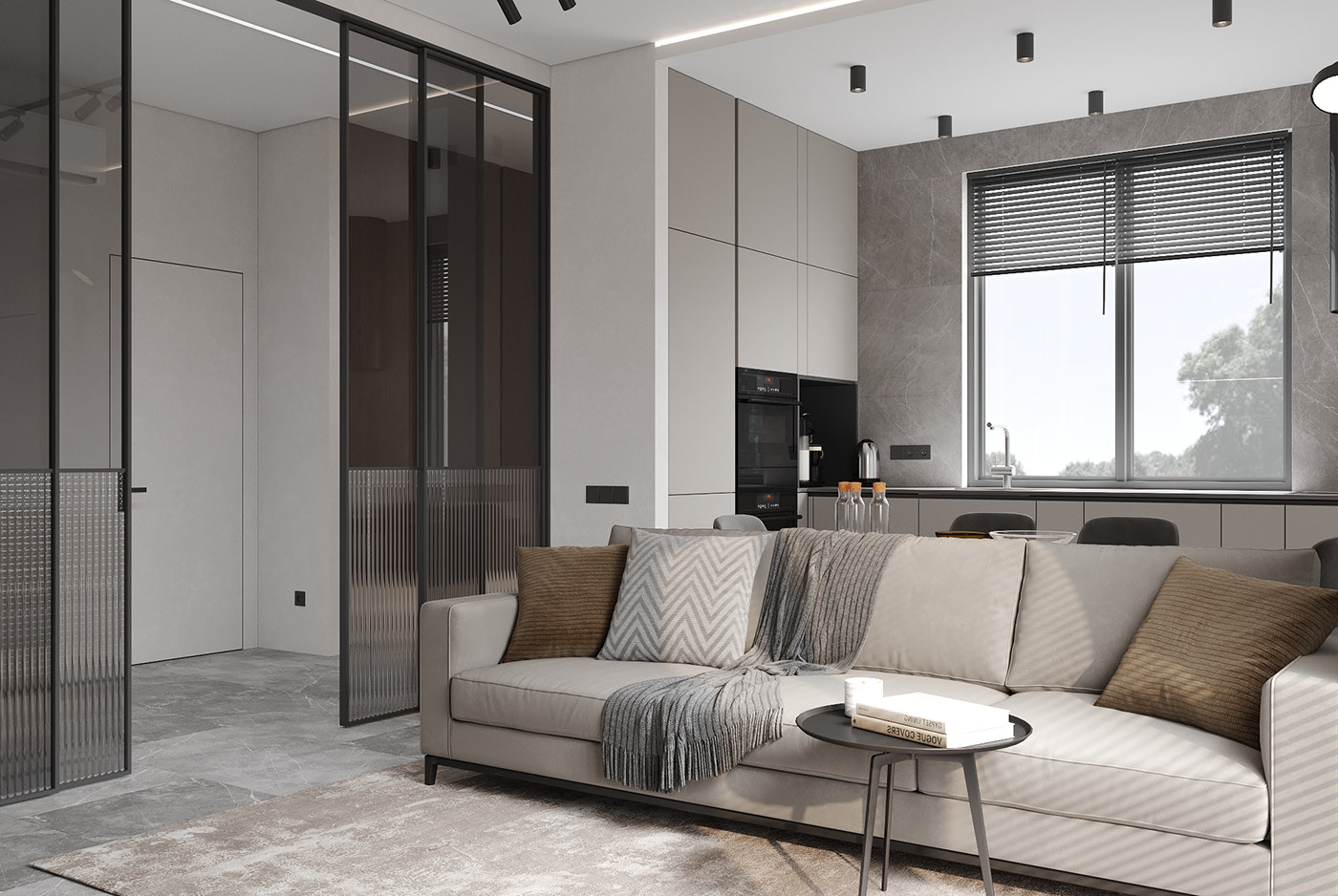 100㎡高级灰色系住宅设计-6