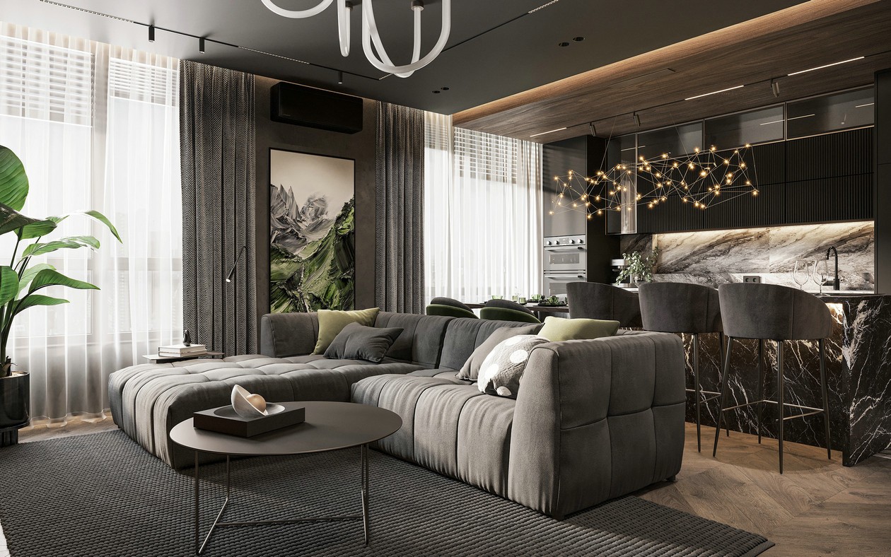 90㎡高级黑室内设计-2