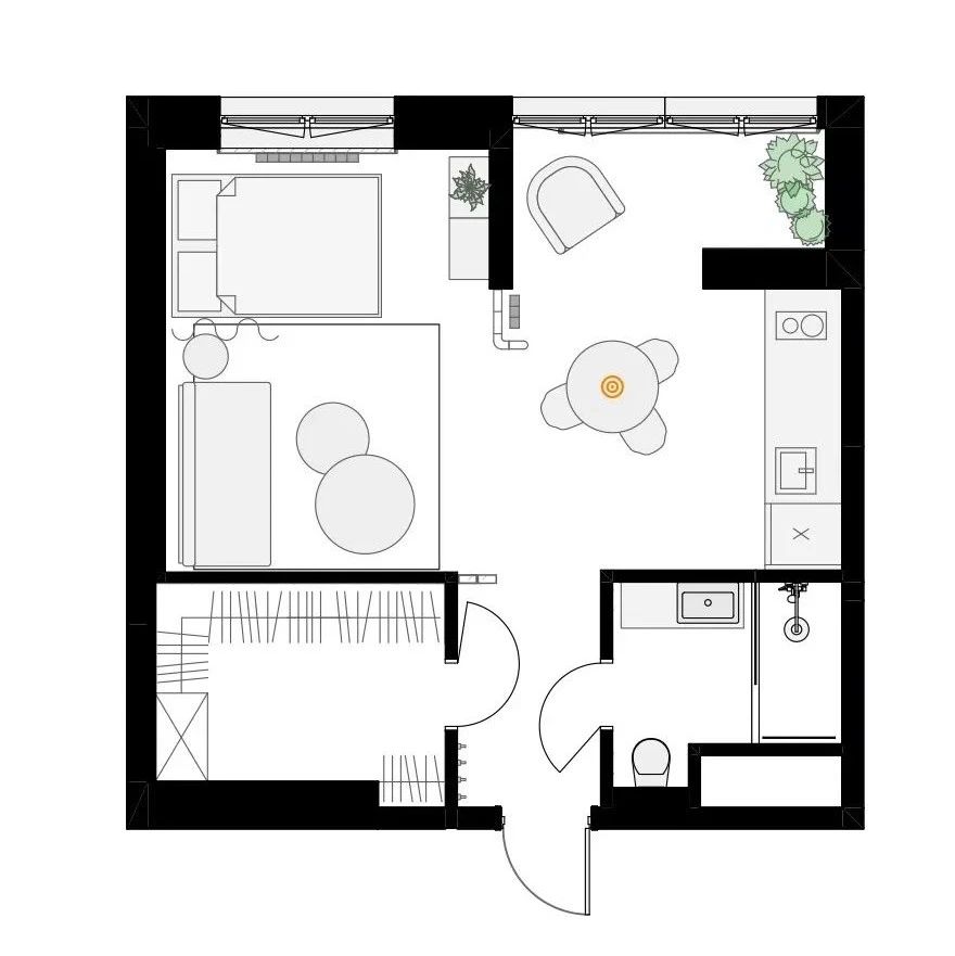 40㎡玻璃砖小宅丨Tatyana Ponomareva 和 Olga Elizarova-7