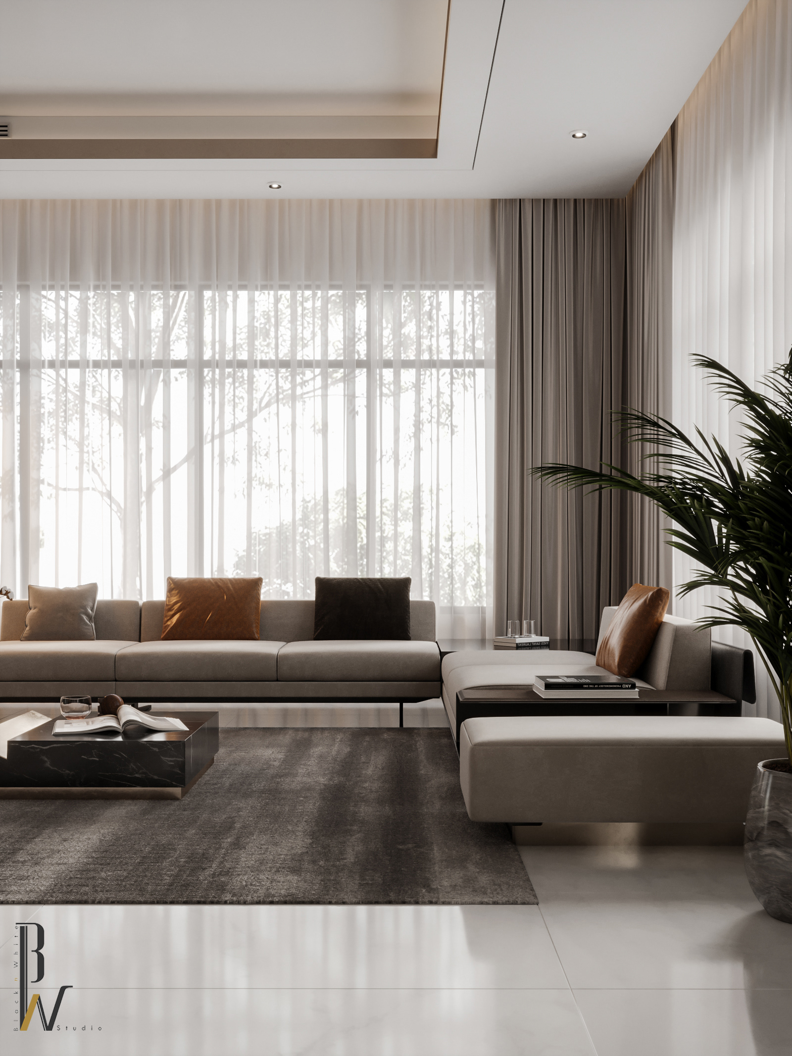 现代豪华大厅丨阿联酋丨Black N White-16