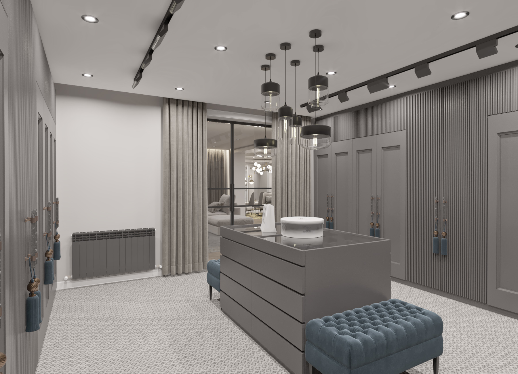 Basement floor design with two dressing rooms-19