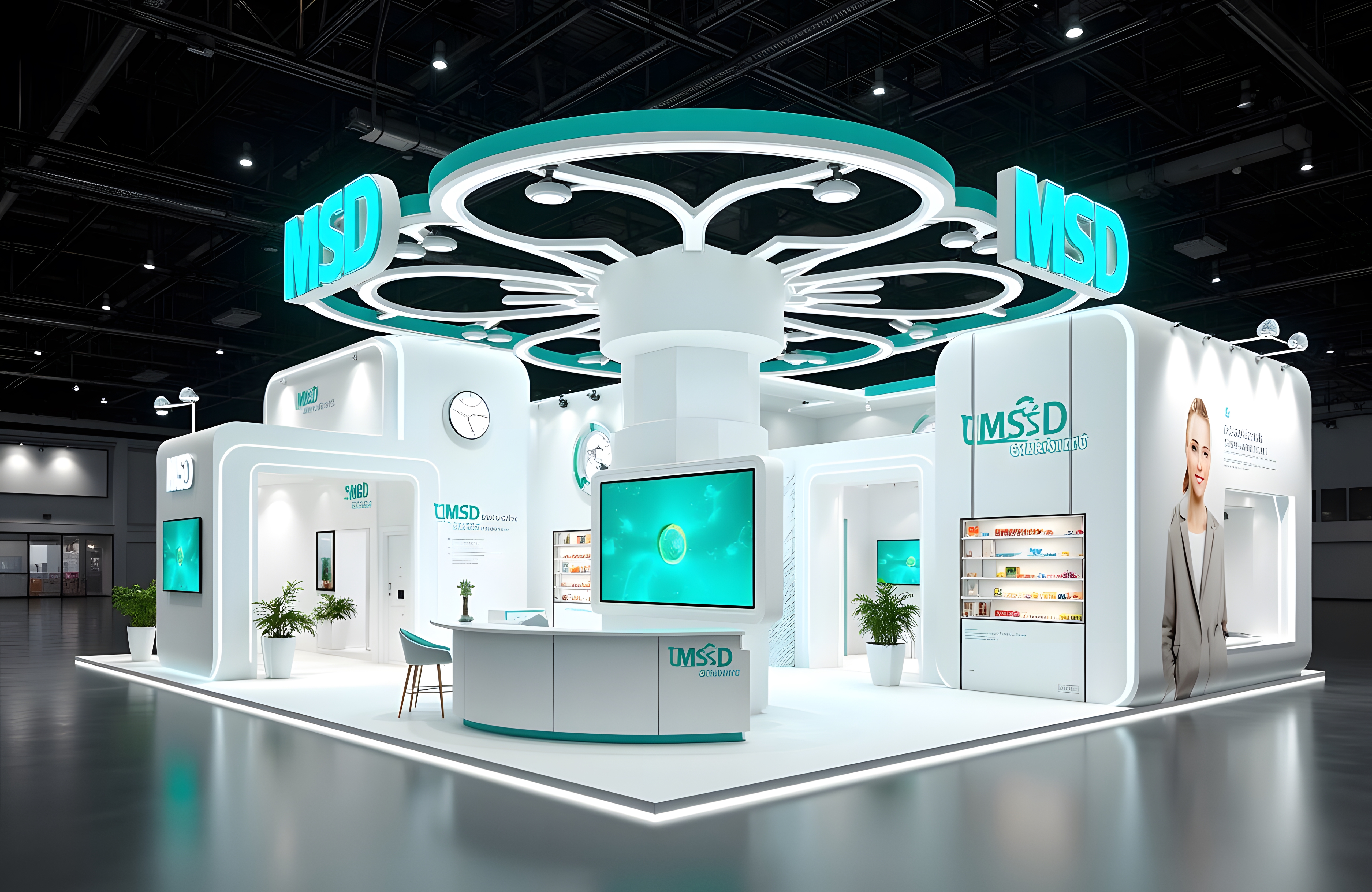 MSD booth design generated by Flux AI.-1