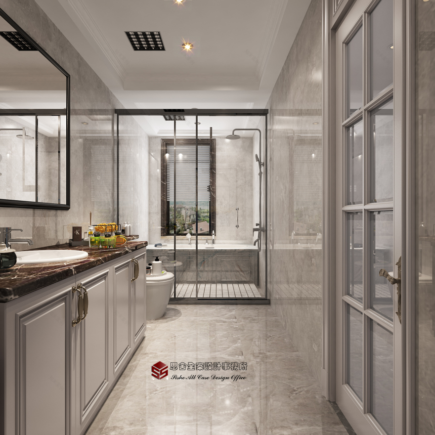 融合两种风格的地下室轻奢美式空间设计-19