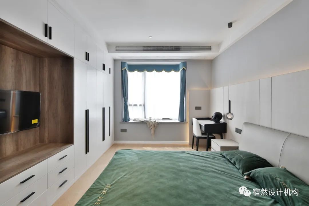 南昌 125㎡现代简约家居,黑白灰中融入绿色与橙色-69