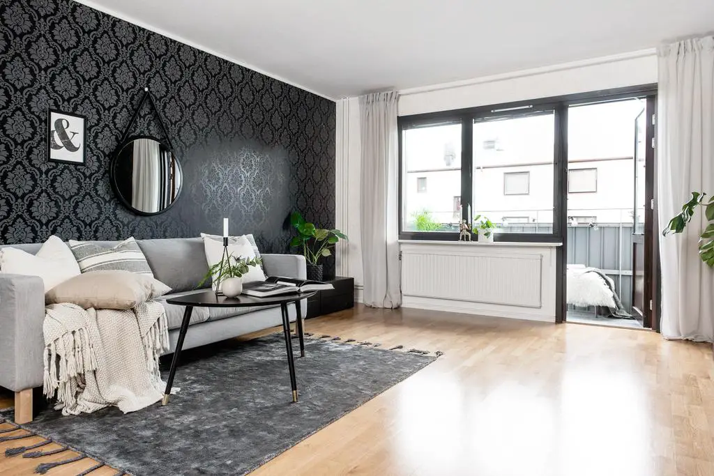 黑白经典公寓设计,墙纸打造个性空间-3