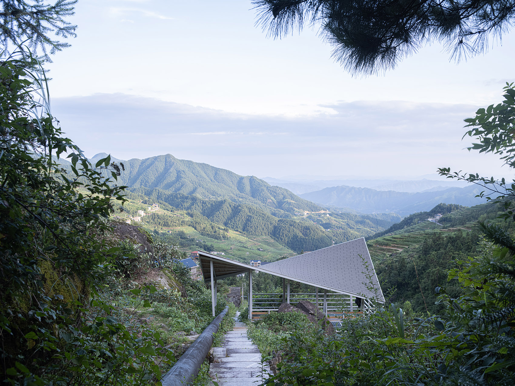 白水洞天,山野几何·白水洞村石瀑间的线性钢亭组群丨中国邵阳丨湖南大学建筑与规划学院-25